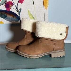 Bench.TEX Faux Shearling Lined Winter Boots, Tan, Fold-Over Style